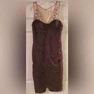 Seductive Eggplant Dress with Jewel Beading